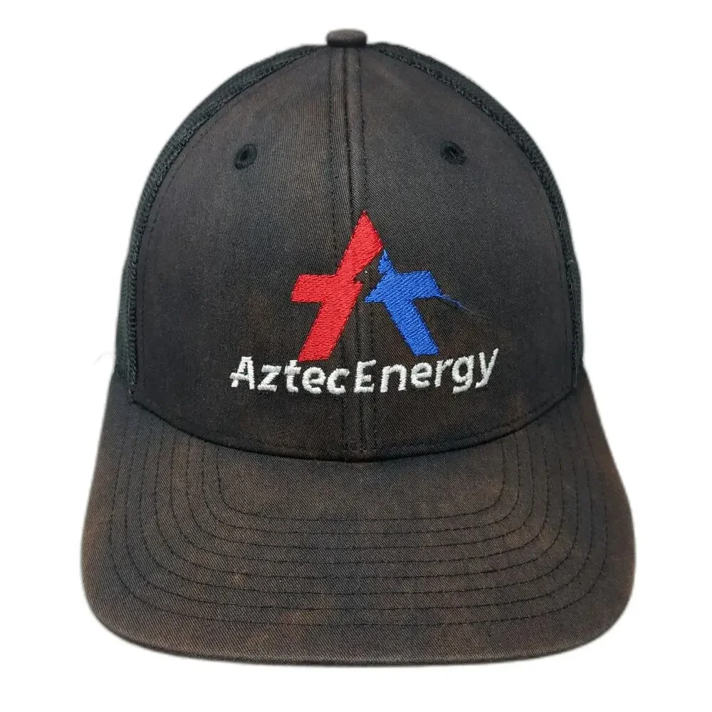 Richardson Trucker Hat Black Size Small AztecEnergy Mesh Snapback Logo Work